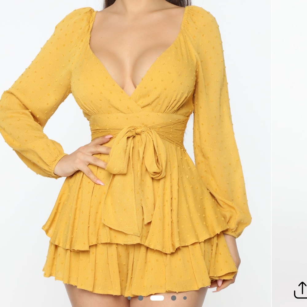 Elegant Yellow Wrap Romper